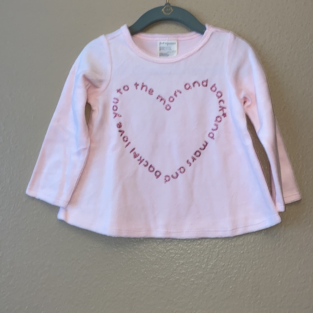 Soft Pink Velour Top Heart Shape Graphic Message